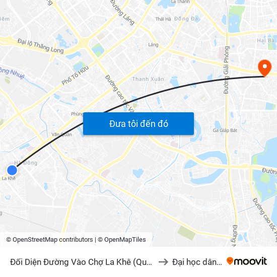 Đối Diện Đường Vào Chợ La Khê (Qua Ga Metro La Khê) - 405 Quang Trung (Hà Đông) to Đại học dân lập Phương Đông map