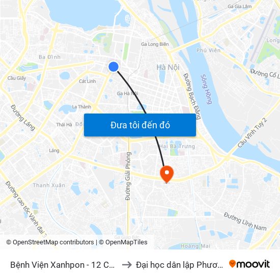 Bệnh Viện Xanhpon - 12 Chu Văn An to Đại học dân lập Phương Đông map