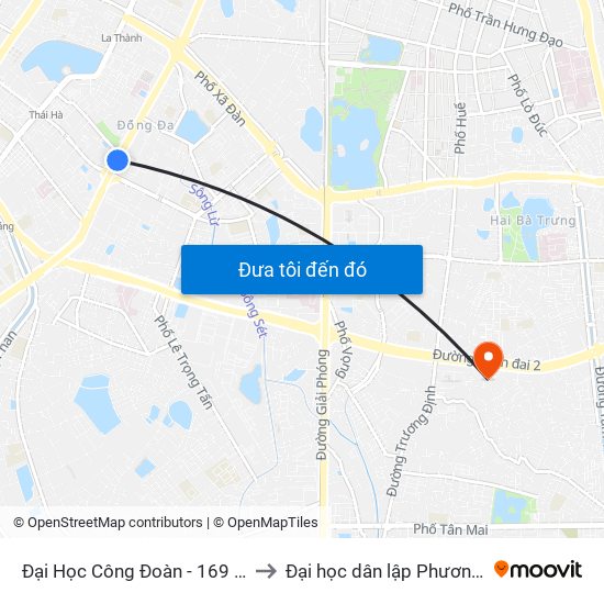 Đại Học Công Đoàn - 169 Tây Sơn to Đại học dân lập Phương Đông map