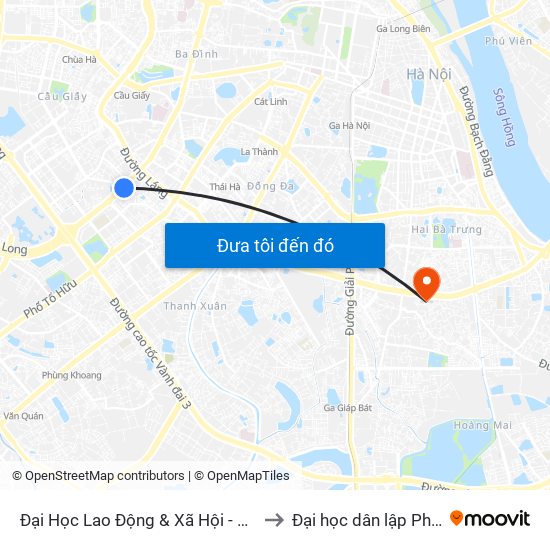 Đại Học Lao Động & Xã Hội - 43 Trần Duy Hưng to Đại học dân lập Phương Đông map