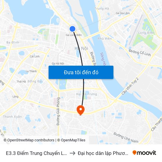 E3.3 Điểm Trung Chuyển Long Biên to Đại học dân lập Phương Đông map