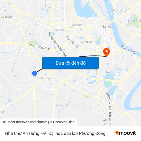 Nhà Chờ An Hưng to Đại học dân lập Phương Đông map