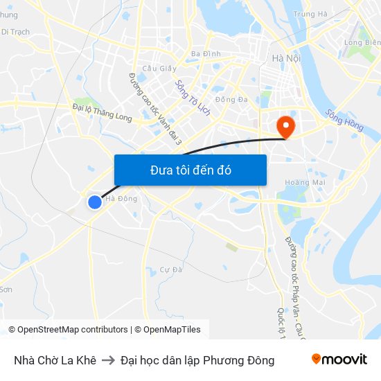 Nhà Chờ La Khê to Đại học dân lập Phương Đông map