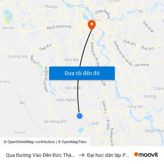 Qua Đường Vào Đền Đức Thánh Cả 80m, Dt425 to Đại học dân lập Phương Đông map