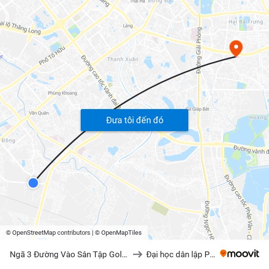 Ngã 3 Đường Vào Sân Tập Golf  Hà Đông - Văn Phú to Đại học dân lập Phương Đông map