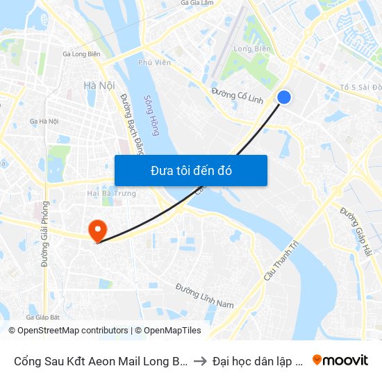 Cổng Sau Kđt Aeon Mail Long Biên - Đường Nội Bộ Kđt to Đại học dân lập Phương Đông map