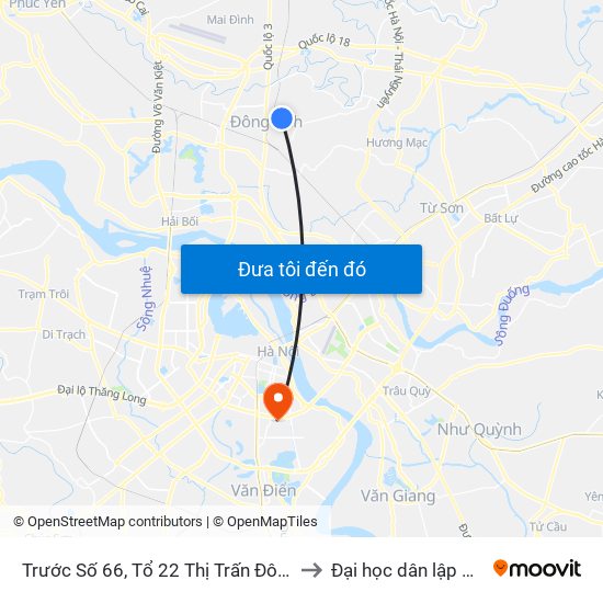 Trước Số 66, Tổ 22 Thị Trấn Đông Anh, Đường Uy Nỗ to Đại học dân lập Phương Đông map