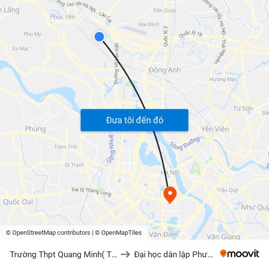 Trường Thpt Quang Minh( Tt Chi Đông) to Đại học dân lập Phương Đông map