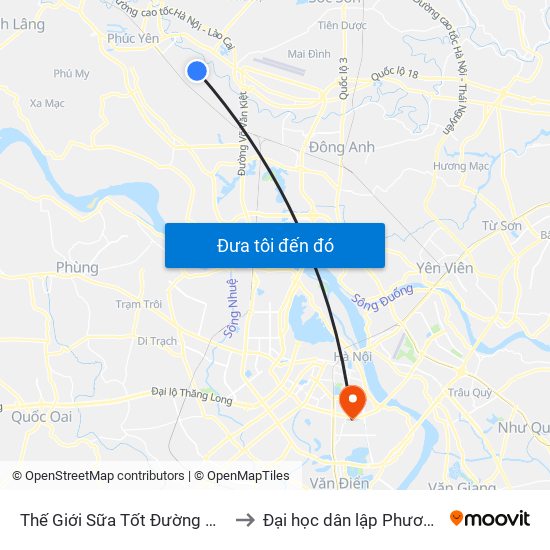 Thế Giới Sữa Tốt Đường Ngô Miên to Đại học dân lập Phương Đông map