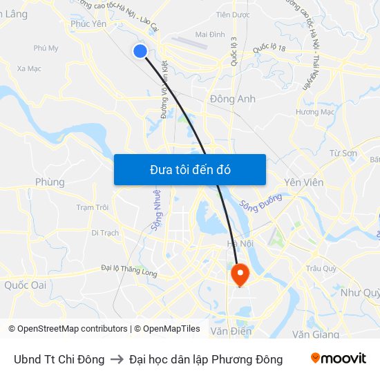 Ubnd Tt Chi Đông to Đại học dân lập Phương Đông map