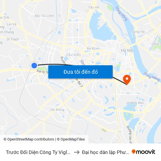 Trước Đối Diện Công Ty Viglacera Tây Mỗ to Đại học dân lập Phương Đông map