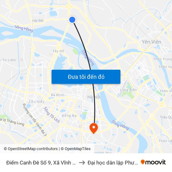 Điếm Canh Đê Số 9, Xã Vĩnh Ngọc-Đê 406 to Đại học dân lập Phương Đông map