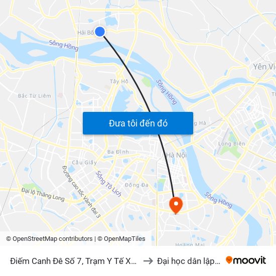 Điếm Canh Đê Số 7, Trạm Y Tế Xã Hải Bối-Đê Tả Sông Hồng to Đại học dân lập Phương Đông map