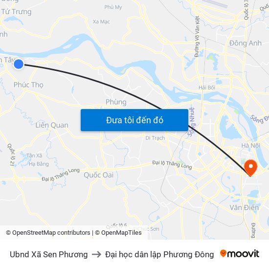 Ubnd Xã Sen Phương to Đại học dân lập Phương Đông map