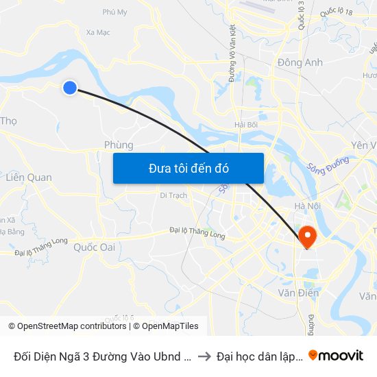 Đối Diện Ngã 3 Đường Vào Ubnd Xã Vân Hà - Huyện Phúc Thọ to Đại học dân lập Phương Đông map