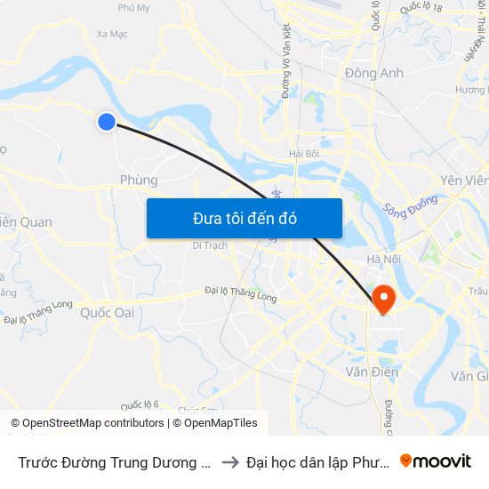 Trước Đường Trung Dương - Đường 417 to Đại học dân lập Phương Đông map