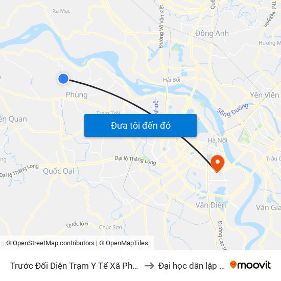Trước Đối Diện Trạm Y Tế Xã Phương Đình - Xã Địch Trung to Đại học dân lập Phương Đông map