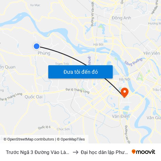 Trước Ngã 3 Đường Vào Làng La Thạch to Đại học dân lập Phương Đông map