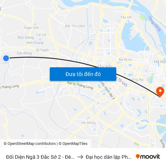 Đối Diện Ngã 3 Đắc Sở 2 - Đê Song Phương to Đại học dân lập Phương Đông map