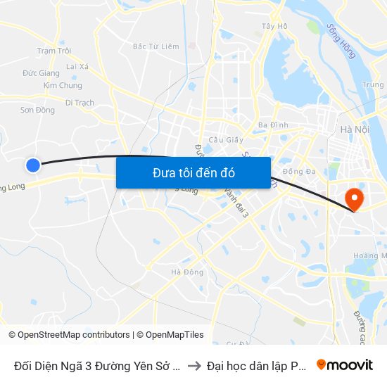 Đối Diện Ngã 3 Đường Yên Sở - Đê Song Phương to Đại học dân lập Phương Đông map