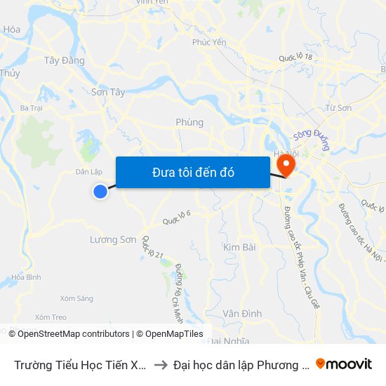 Trường Tiểu Học Tiến Xuân A to Đại học dân lập Phương Đông map