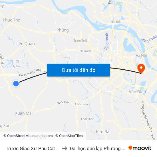 Trước Giáo Xứ Phú Cát 50m to Đại học dân lập Phương Đông map