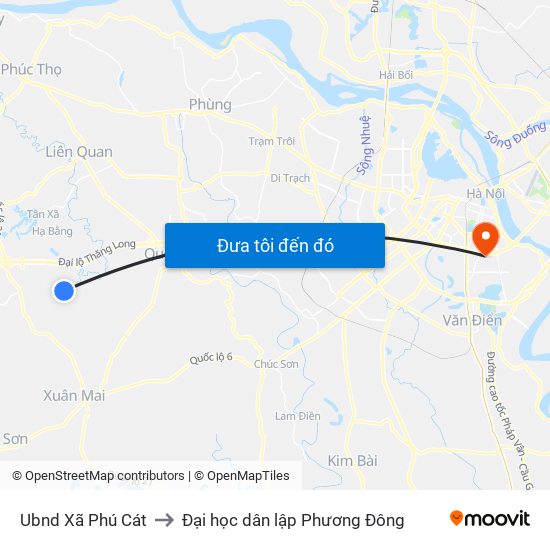 Ubnd Xã Phú Cát to Đại học dân lập Phương Đông map