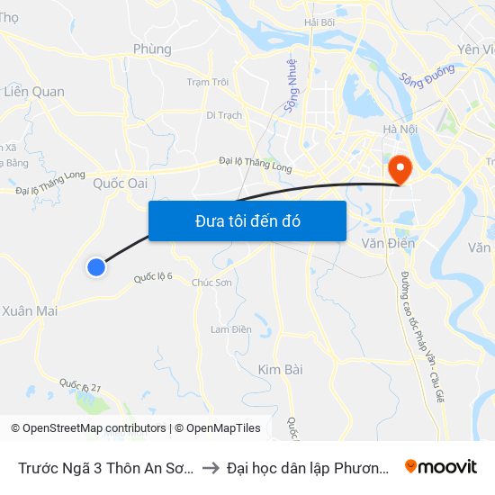 Trước Ngã 3 Thôn An Sơn 50m to Đại học dân lập Phương Đông map