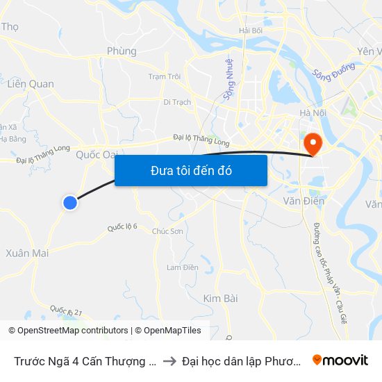 Trước Ngã 4 Cấn Thượng - Tl412b to Đại học dân lập Phương Đông map