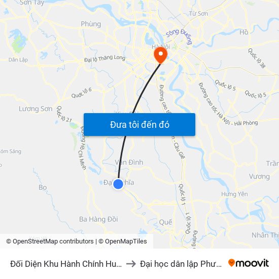 Đối Diện Khu Hành Chính Huyện Mỹ Đức to Đại học dân lập Phương Đông map