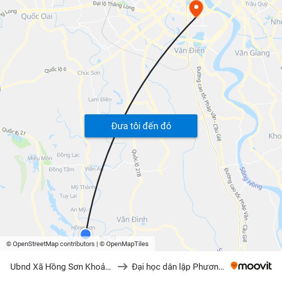 Ubnd Xã Hồng Sơn Khoảng 50m to Đại học dân lập Phương Đông map