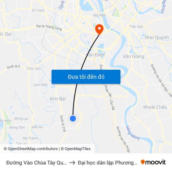 Đường Vào Chùa Tây Quế Sơn to Đại học dân lập Phương Đông map