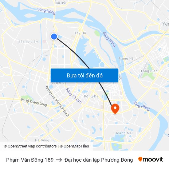 Phạm Văn Đồng 189 to Đại học dân lập Phương Đông map