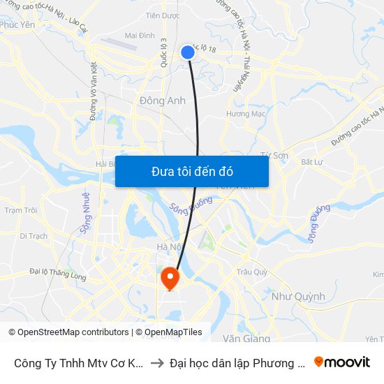 Công Ty Tnhh Mtv Cơ Khí 17 to Đại học dân lập Phương Đông map