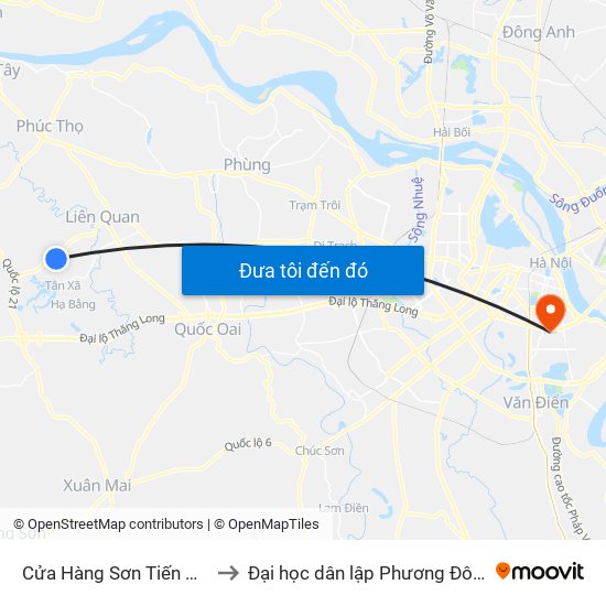 Cửa Hàng Sơn Tiến Đạt to Đại học dân lập Phương Đông map