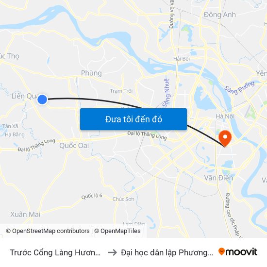 Trước Cổng Làng Hương Ngải to Đại học dân lập Phương Đông map