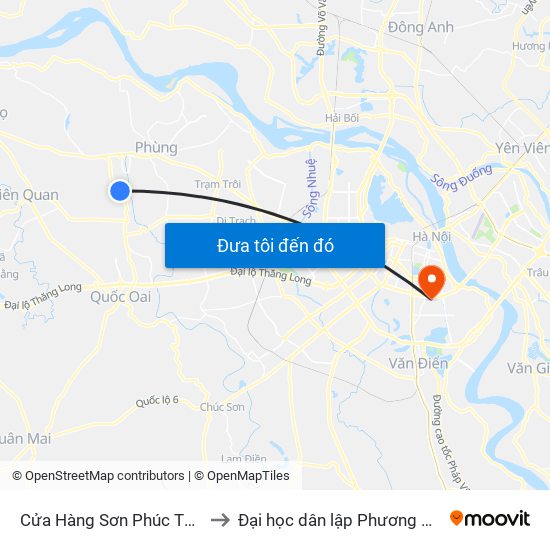 Cửa Hàng Sơn Phúc Thành to Đại học dân lập Phương Đông map