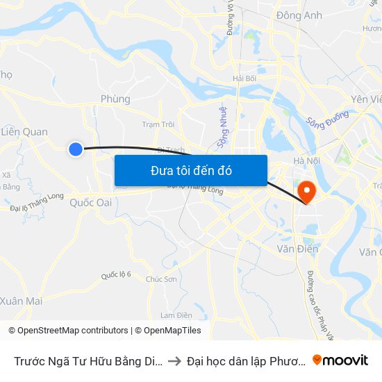 Trước Ngã Tư Hữu Bằng Di Nậu 30m to Đại học dân lập Phương Đông map