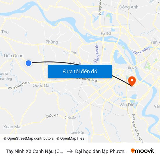 Tây Ninh Xã Canh Nậu (Chiều Về) to Đại học dân lập Phương Đông map