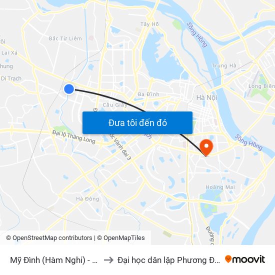 Mỹ Đình (Hàm Nghi) - E03 to Đại học dân lập Phương Đông map