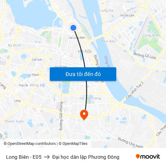 Long Biên - E05 to Đại học dân lập Phương Đông map