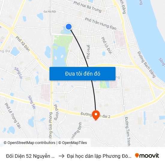 Đối Diện 52 Nguyễn Du to Đại học dân lập Phương Đông map