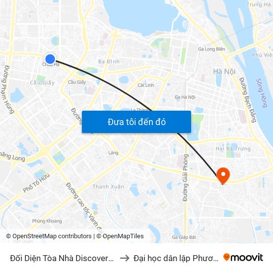 Đối Diện Tòa Nhà Discovery Complex to Đại học dân lập Phương Đông map