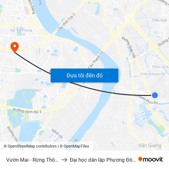 Vườn Mai - Rừng Thông to Đại học dân lập Phương Đông map