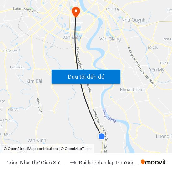 Cổng Nhà Thờ Giáo Sứ Phú Mỹ to Đại học dân lập Phương Đông map