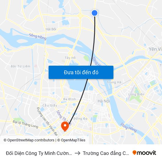 Đối Diện Công Ty Minh Cường - Km 10+960 Quốc Lộ 3 to Trường Cao đẳng Công thương Hà Nội map