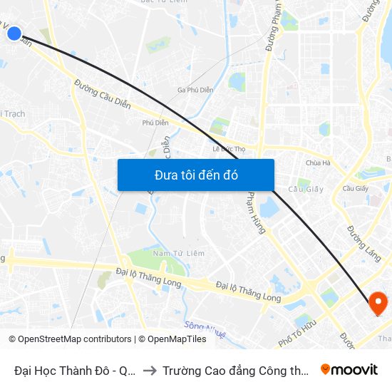 Đại Học Thành Đô - Quốc Lộ 32 to Trường Cao đẳng Công thương Hà Nội map