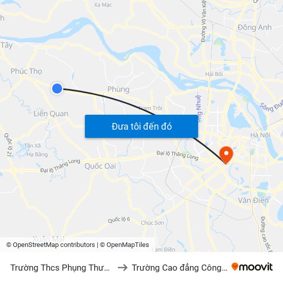 Trường Thcs Phụng Thượng - Quốc Lộ 32 to Trường Cao đẳng Công thương Hà Nội map