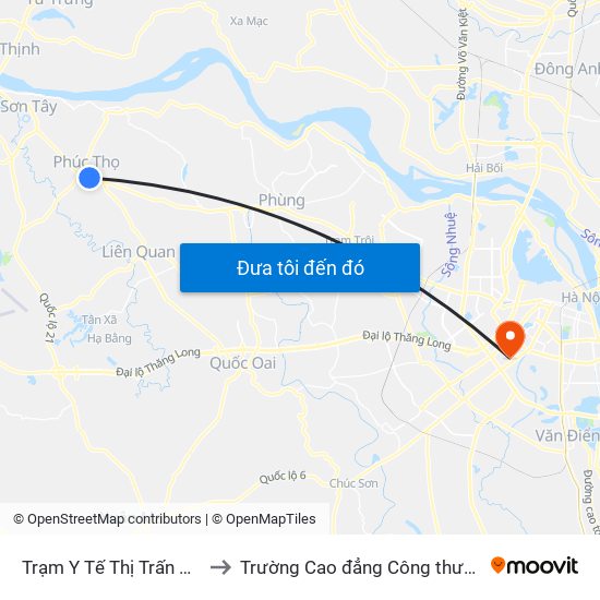 Trạm Y Tế Thị Trấn Phúc Thọ to Trường Cao đẳng Công thương Hà Nội map