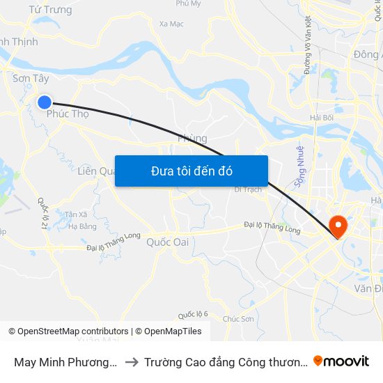 May Minh Phương - Ql32 to Trường Cao đẳng Công thương Hà Nội map